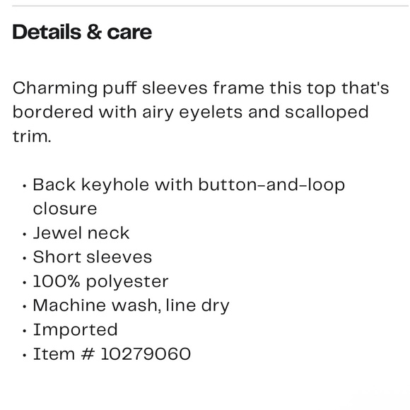 New Adrianna Papell Eyelet Scallop Hem Puff Sleeve Blouse in XS Rose - Picture 13 of 13